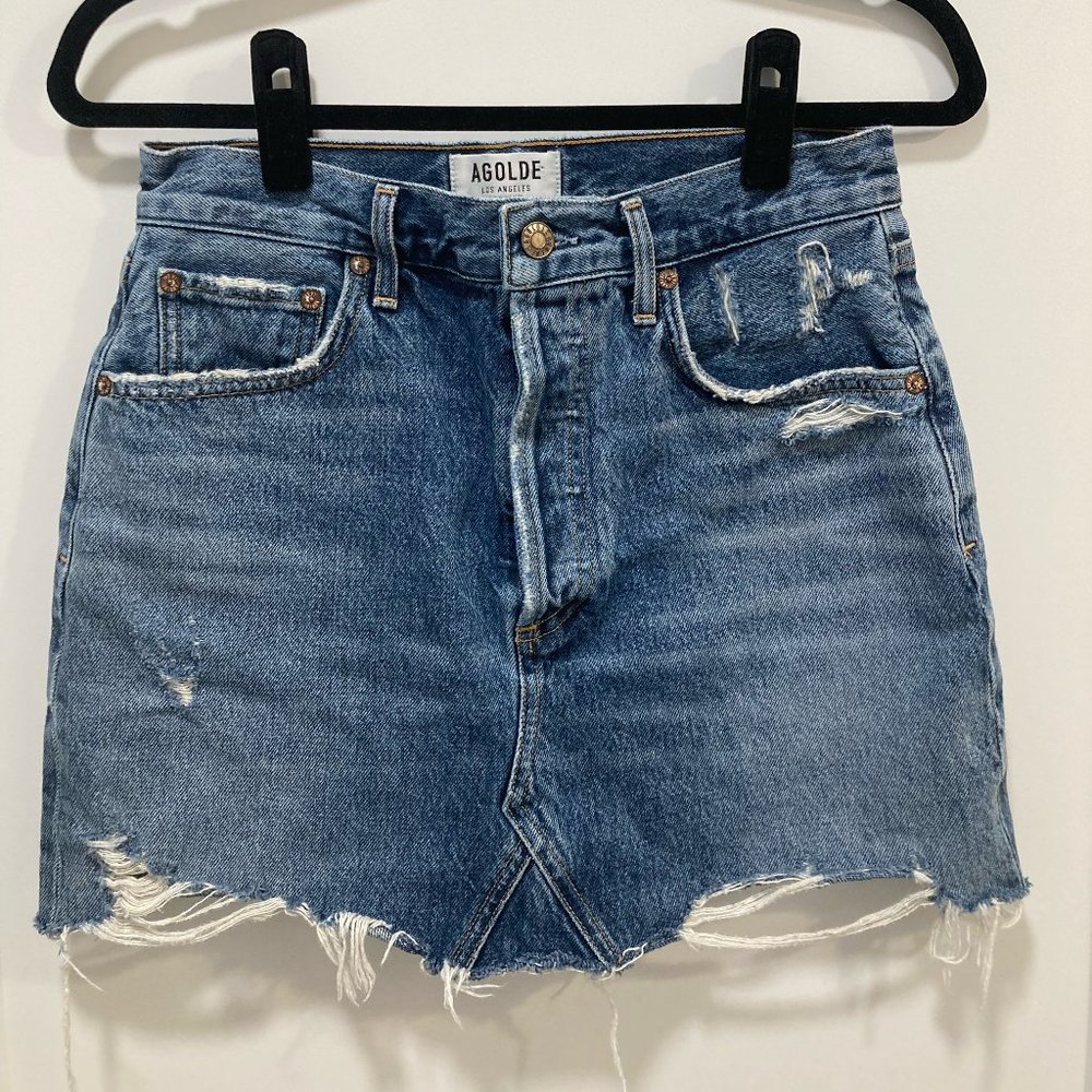 AGOLDE High-Rise Mini Skirt Denim Size 26 Short Jean